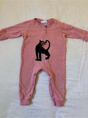 Mini Rodini Pink Romper with Black Panther Graphic